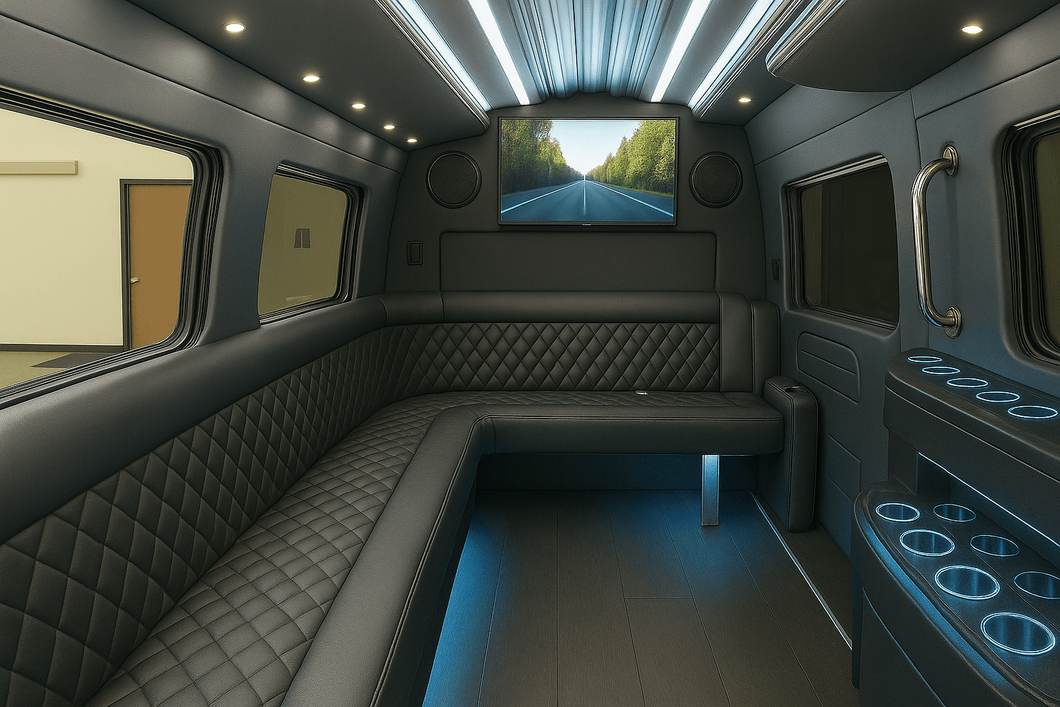 12 Passenger Limo Sprinter - interior view