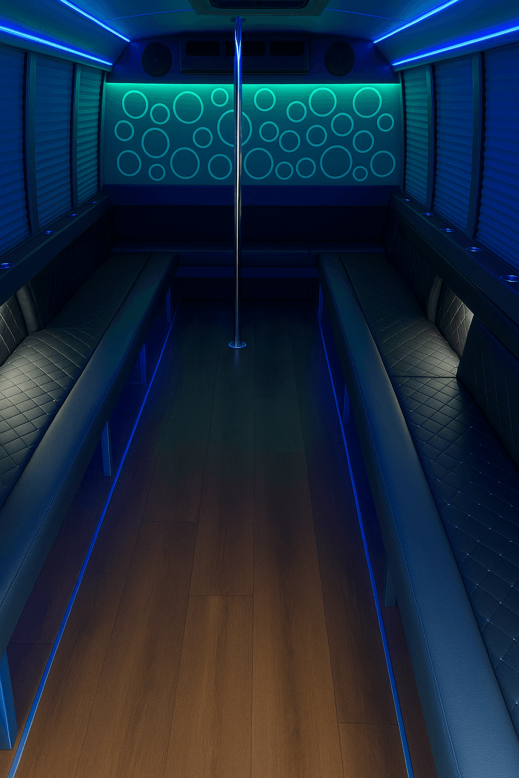 16 Passenger Party Bus - interior view