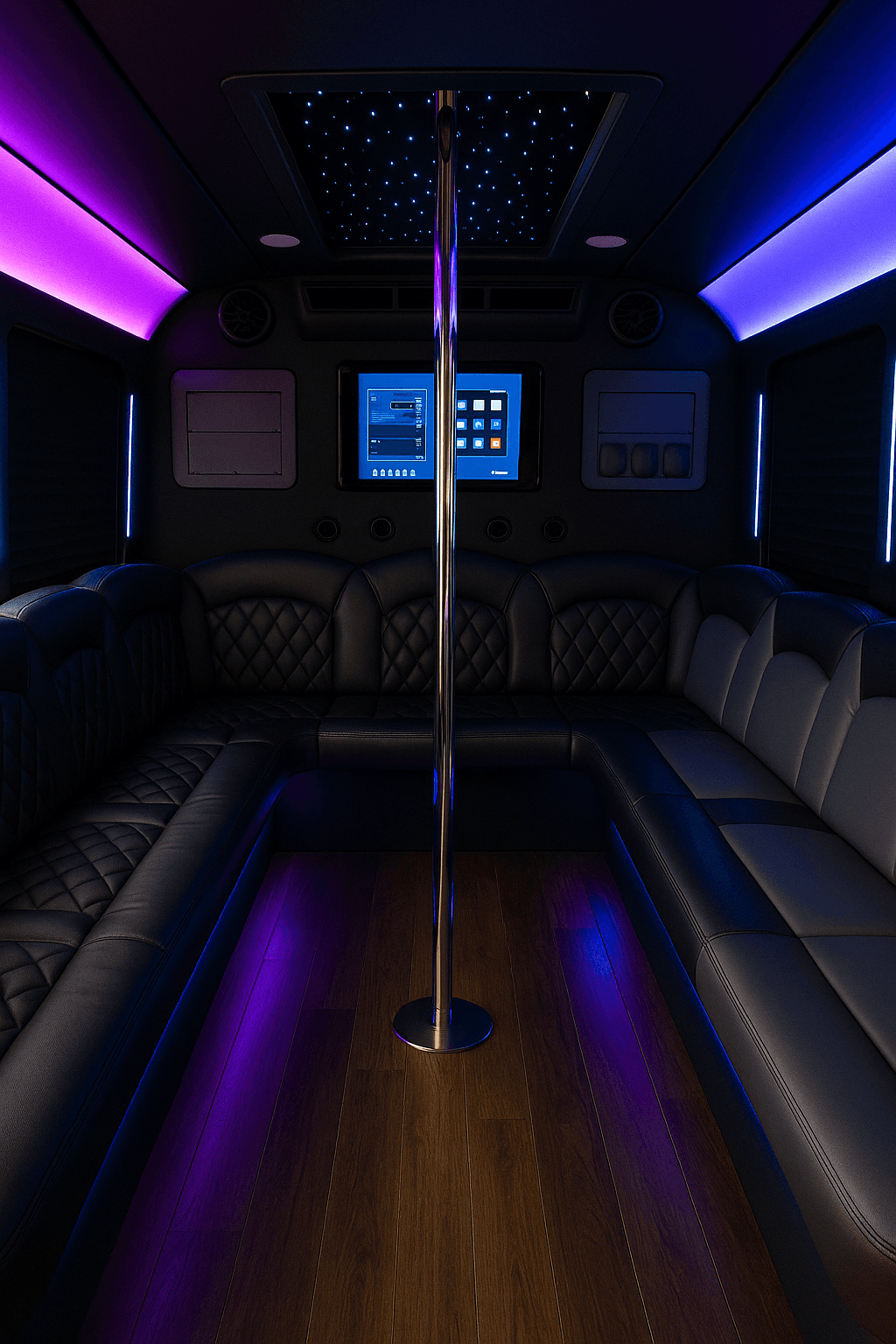 18 Passenger Party Bus - interior view