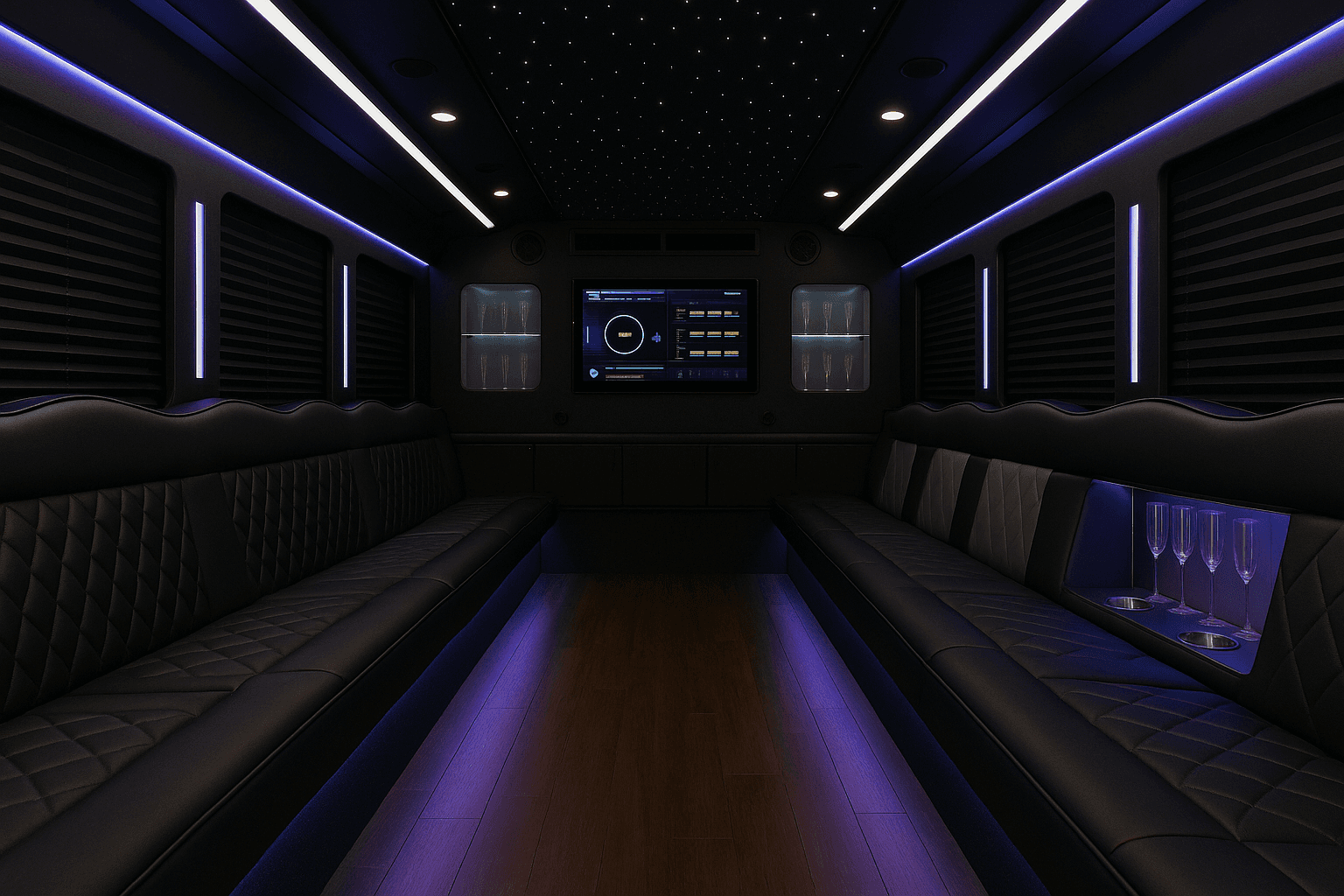 34 Passenger Party Bus - interior view
