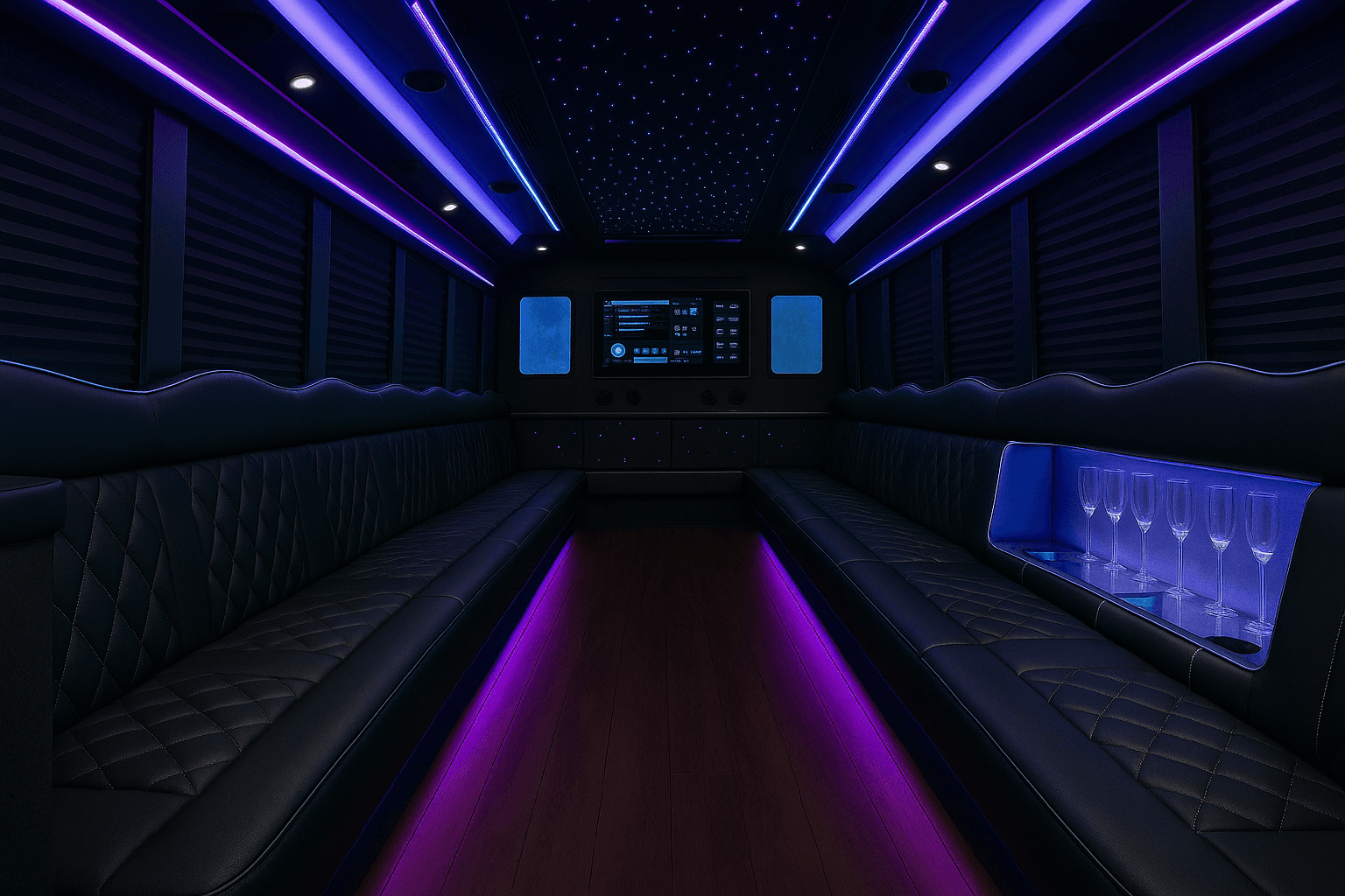 38 Passenger Party Bus - interior view