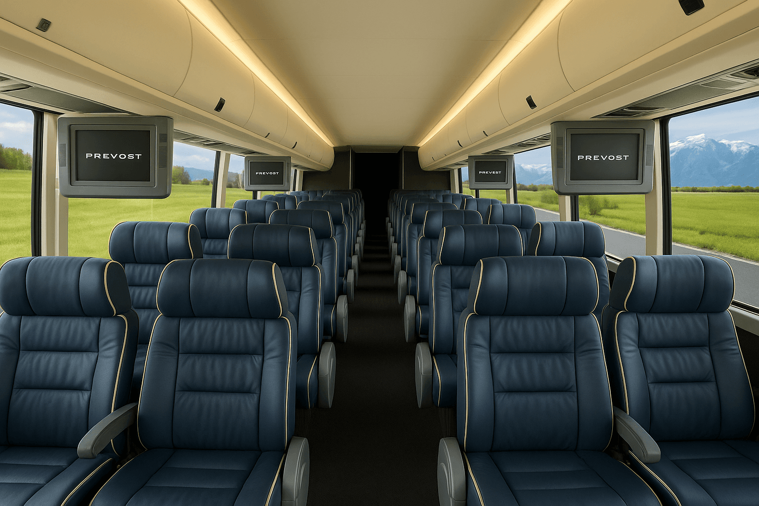 52 Passenger Coach Bus - interior view